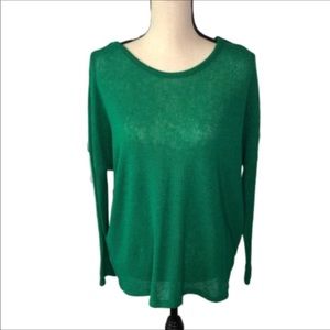 Alya Sheer Green Cut Out Back Sweater Small